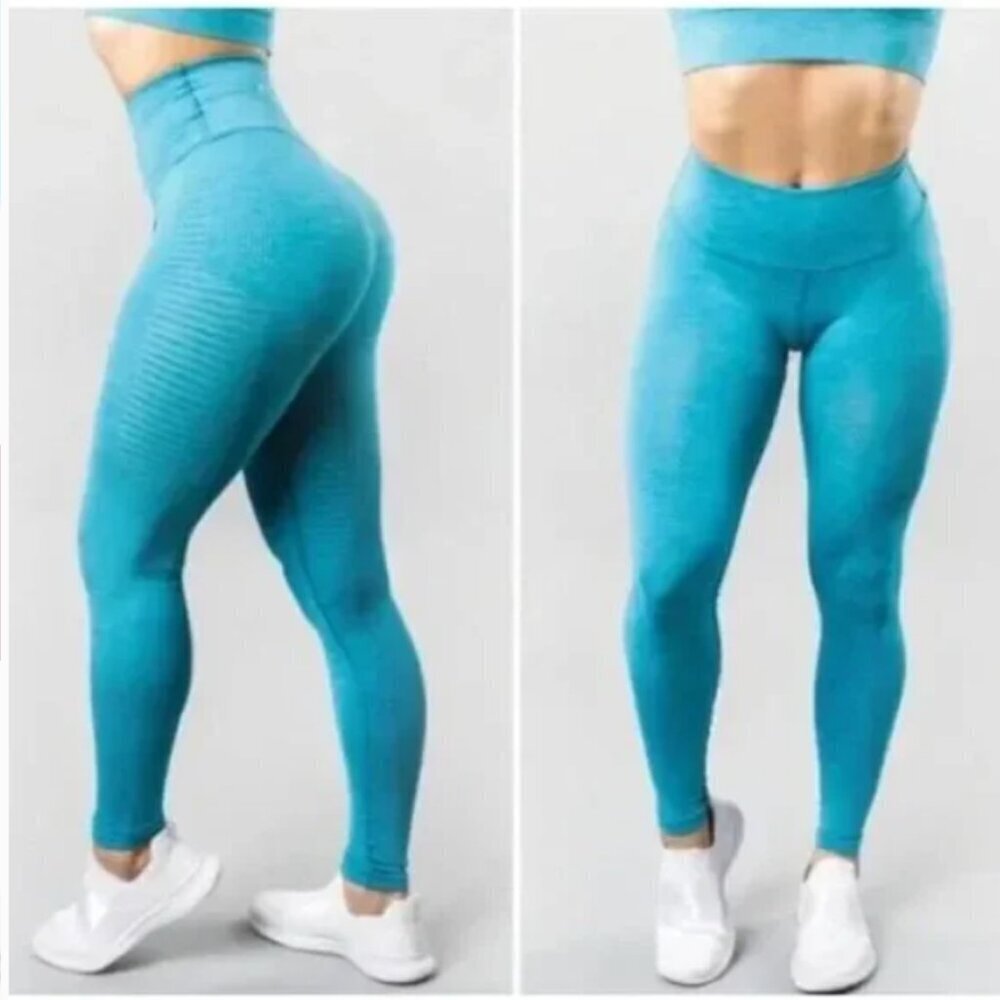 NWT Alphalete Halo Leggings Vivid Blue Size M New in Bag High Waist Full Length